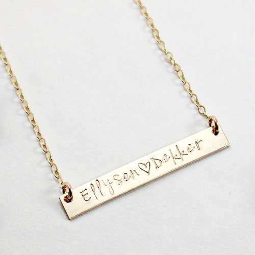 Gold Bar Necklace Personalized Name Plate Necklace - Etsy