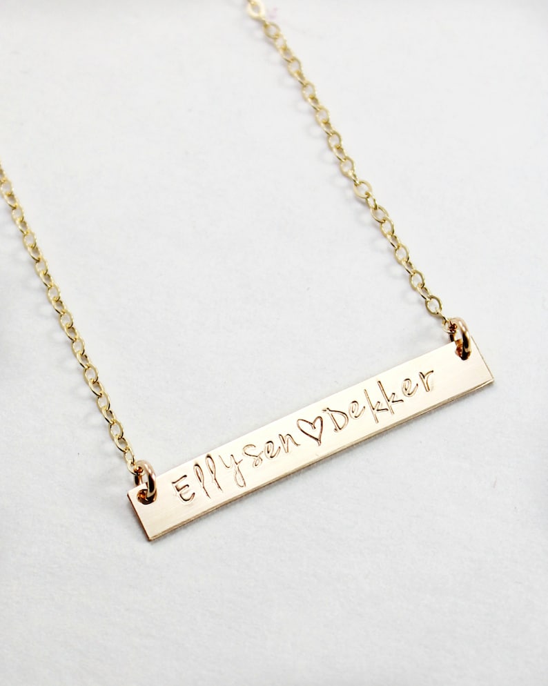 Gold Bar Necklace Personalized Name Plate Necklace Etsy