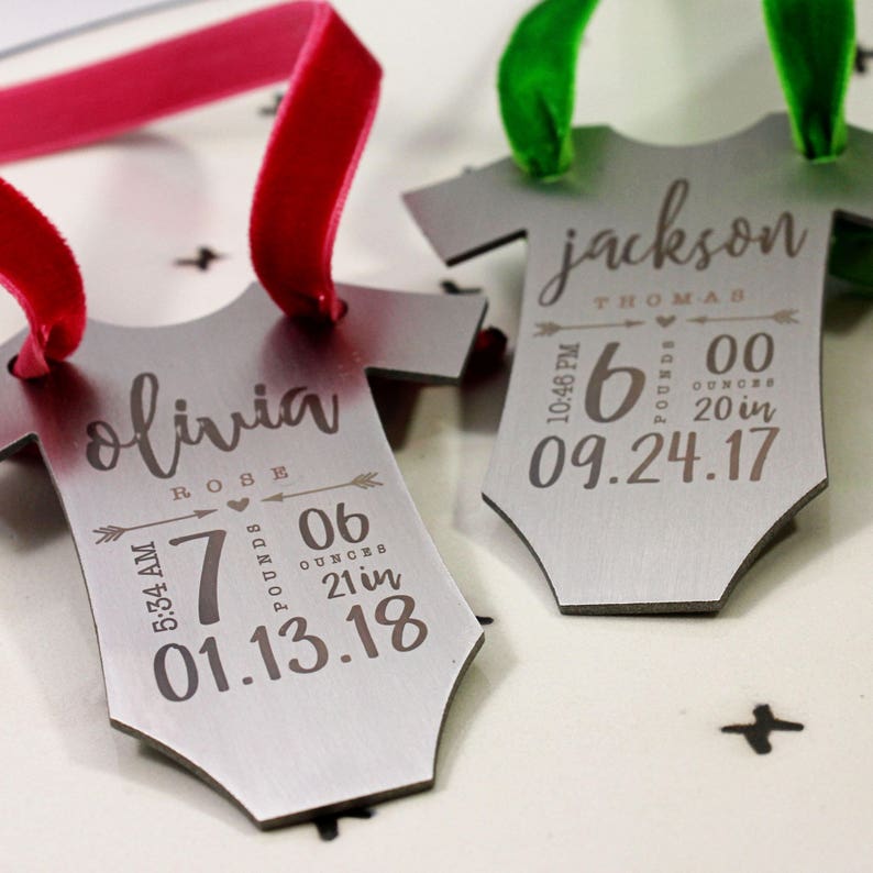 Shower Gift tagyoureitjewelry Birth Details Personalized Baby/'s First Christmas ornament Baby Stats,Statistics Baby Clothes Baby Gift