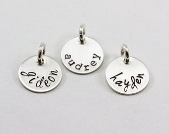 Small Sterling Silver Tag Charm | Add On Charm | Round Tag | Circle Tag Add On | Sterling Silver Add On | Gift for Her | Mom Gift | Name Tag