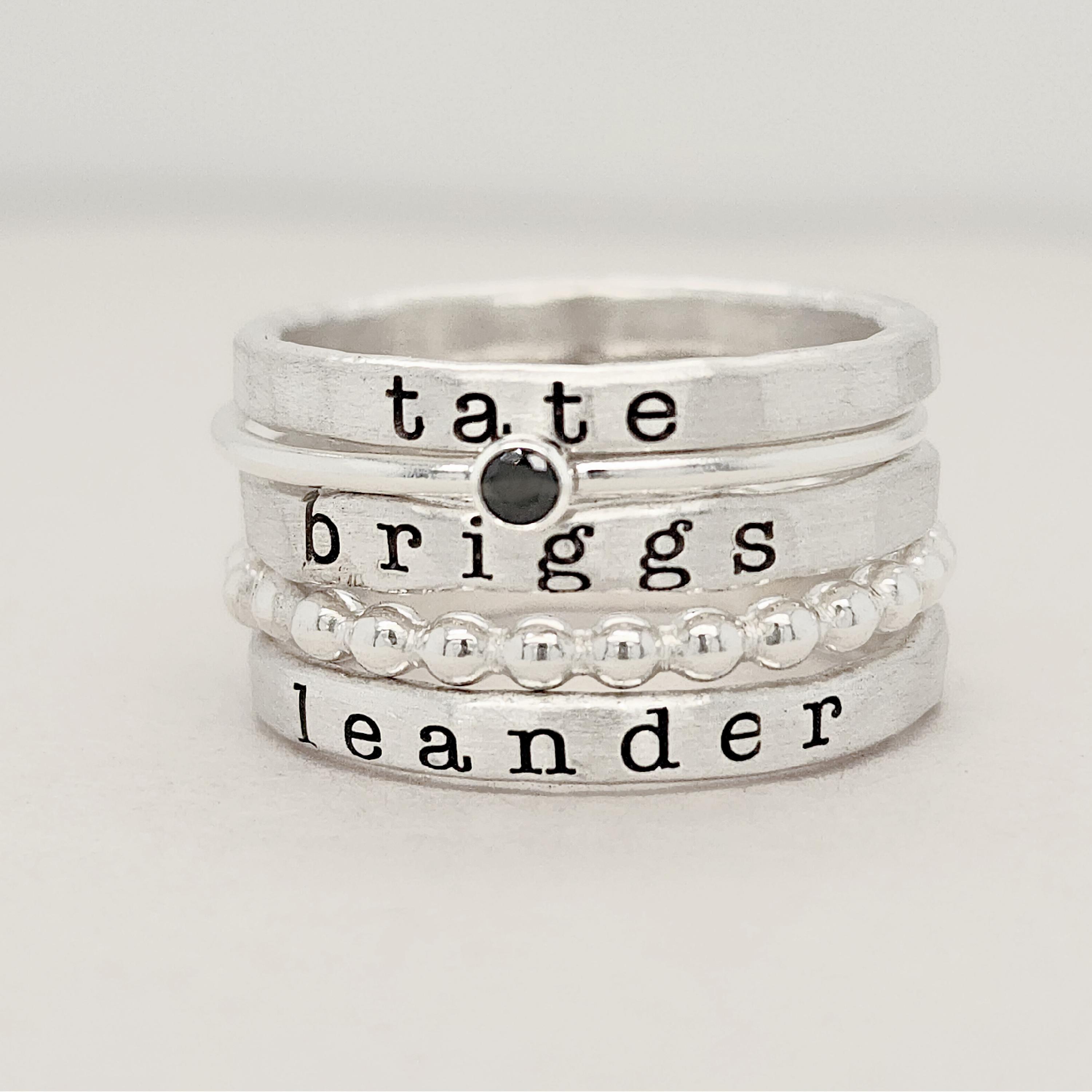 Stacking Rings Personalized Personalized Sterling Silver Stackable Name Ring Set | Mom Jewelry ...