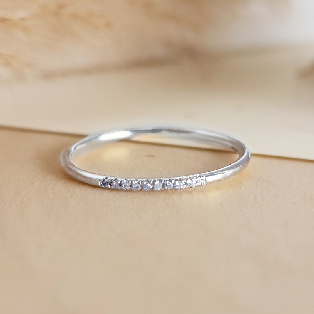 Mini Diamond Rings CZ Gold or Silver Mini Diamond Ring | Stackable Skinny Stacking Ring ...