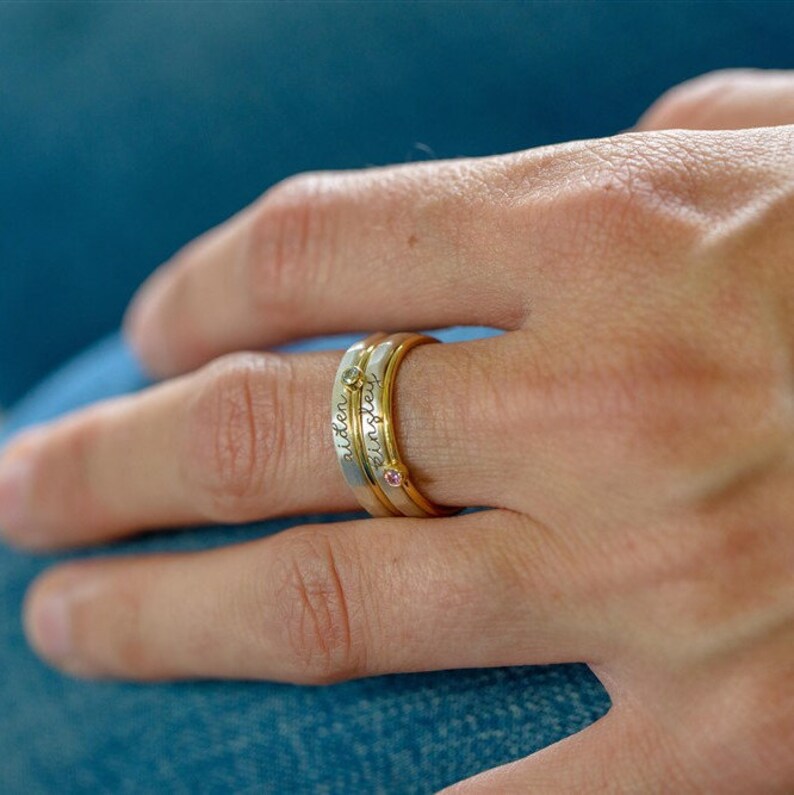 Stack Ring Stackable Name Ring Name Rings Personalized Etsy