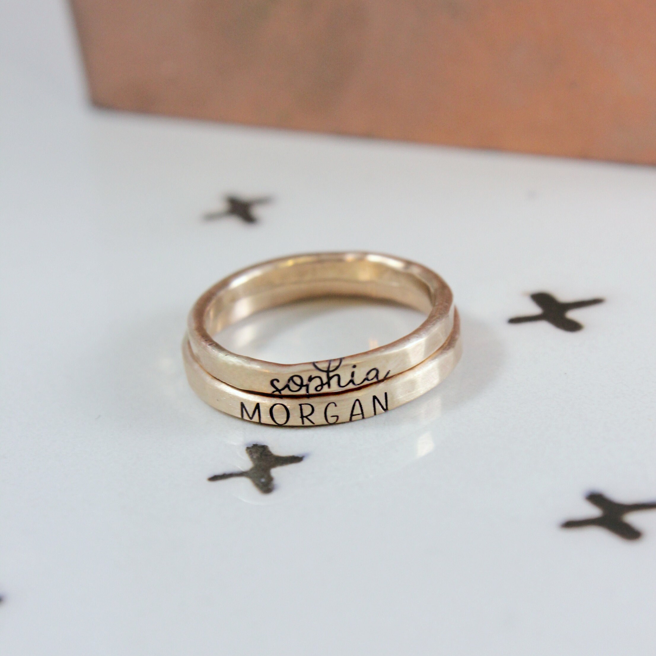 Gold Cursive Name Ring Stackable Cursive Ring Cursive Name | Etsy