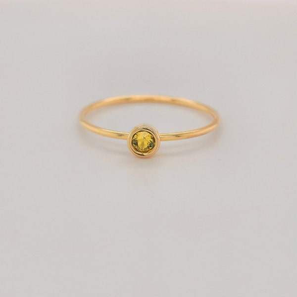 Large November Birthstone Ring | Champagne Birthstone Ring | Gold Filled Birthstone Ring | November Birthday Gift | Stackable Birthstone