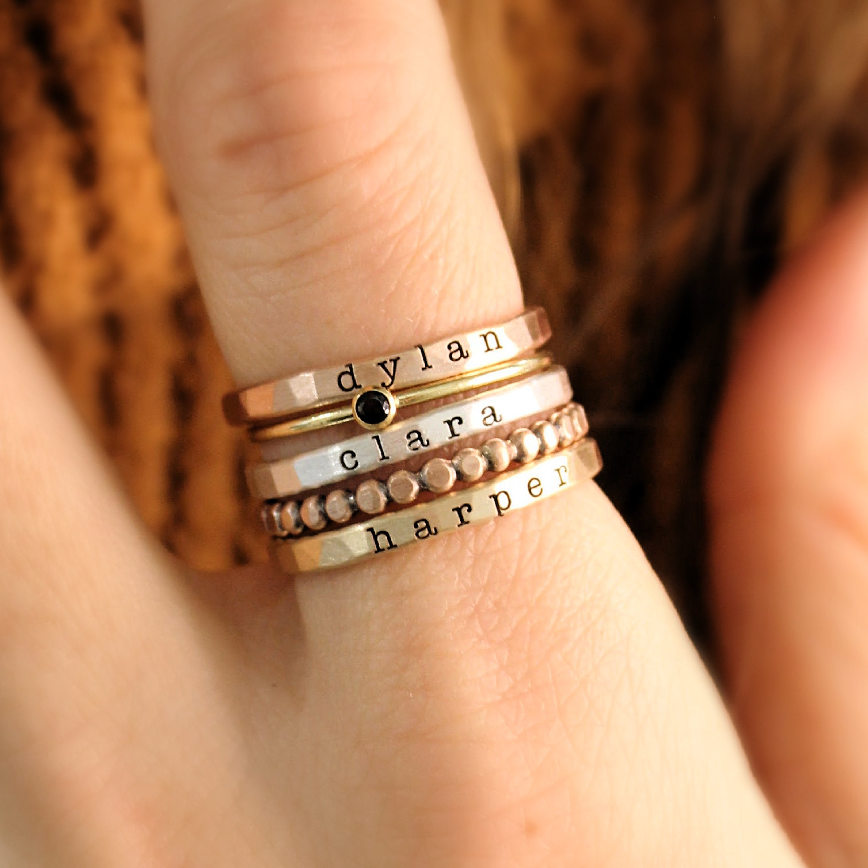 Name Rings Rose Gold Filled Ring Set 