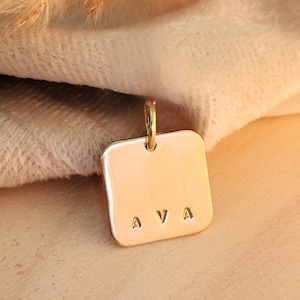 Square Gold Name Charm | Charm with Name | Square Charm with Name | Silver Personalized Charm | Rose Personalized Charm
