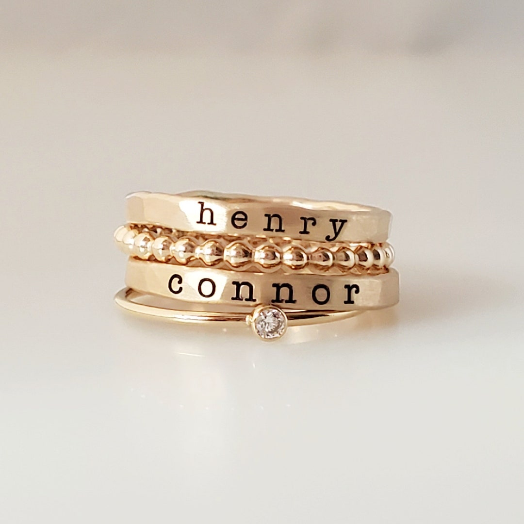 Stacking Name Rings Stackable Name Rings Custom Name Rings Personalized