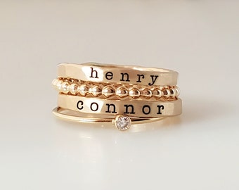 Stacking Name Rings | Stackable Name Rings | Custom Name Rings | Personalized Rings with Names | Name Ring Set | Mother's Day Gift