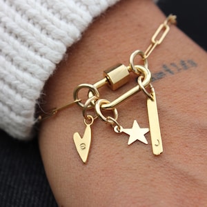 Paperclip Bracelet, 18k Gold PVD Chain with Carabiner Clasp