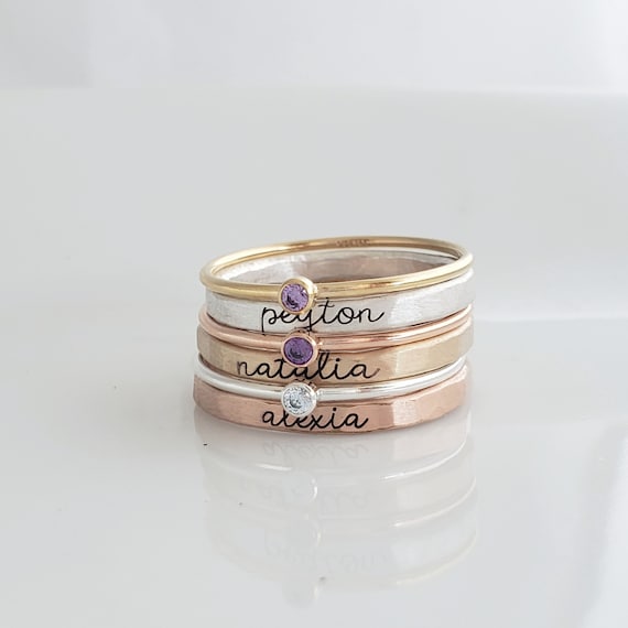 Stackable name hotsell rings etsy