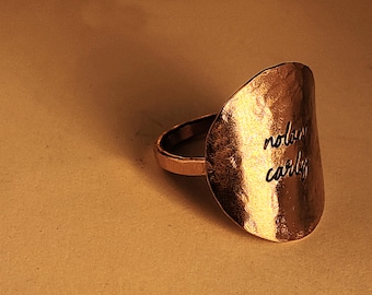 Gold Name Ring, Personalized Hammered Disc in 14K Filled