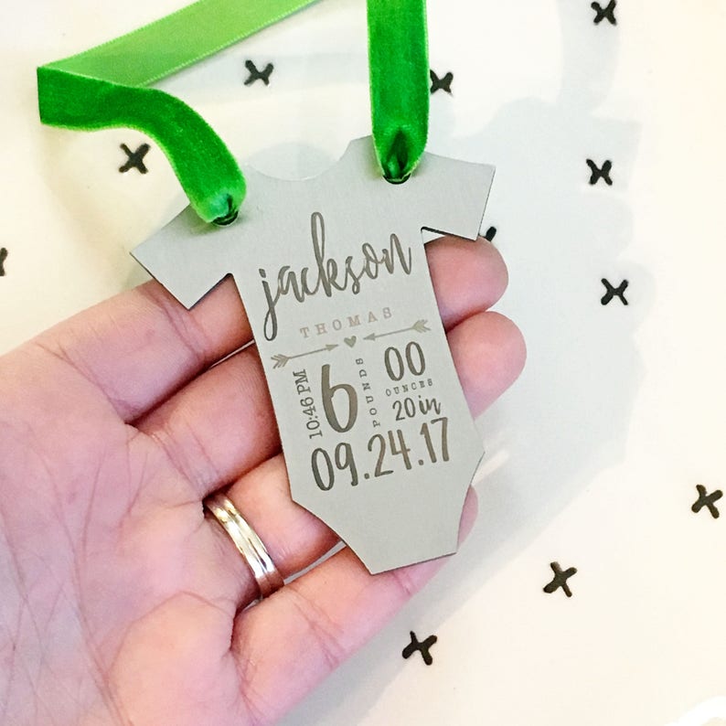 Shower Gift tagyoureitjewelry Birth Details Personalized Baby/'s First Christmas ornament Baby Stats,Statistics Baby Clothes Baby Gift