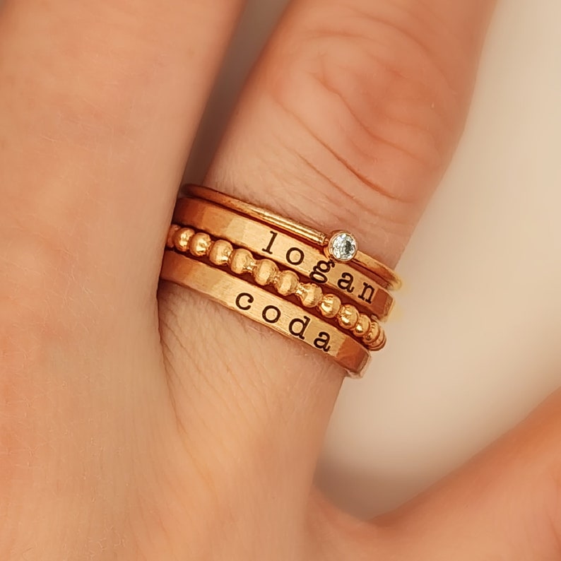 Stacking Name Rings Stackable Name Rings Custom Name Rings Personalized Rings with Names Name Ring Set Mother's Day Gift image 7