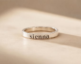 Personalized 14k Gold Filled Name Ring | Stackable Mom Ring | Engraved Name Ring | Mother's Day Gift | Stacking Custom Ring