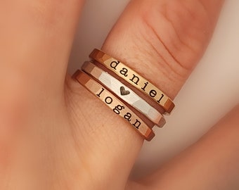 Stackable Ring | Stacking Name Rings | Gift for Mom | Mother's Day Gift | Personalized Name Rings | Personalized Jewelry | Going Golden