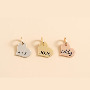 Personalized Heart Tag Necklace | Custom Engraved Initial & Name Heart Pendant | Metal Heart Charm for Necklace Gift