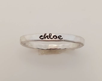 Stacking Ring, Cursive Stacking Name Ring, Stacking Name Ring, Stackable name ring in cursive, skinny name ring, personalized ring, custom