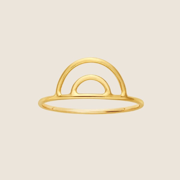 Yellow Gold Filled Rainbow Ring | Double Arch Gold Ring | Trending Instagram Style Ring | Miscarriage Ring | Rainbow Baby Ring | Mom Gift