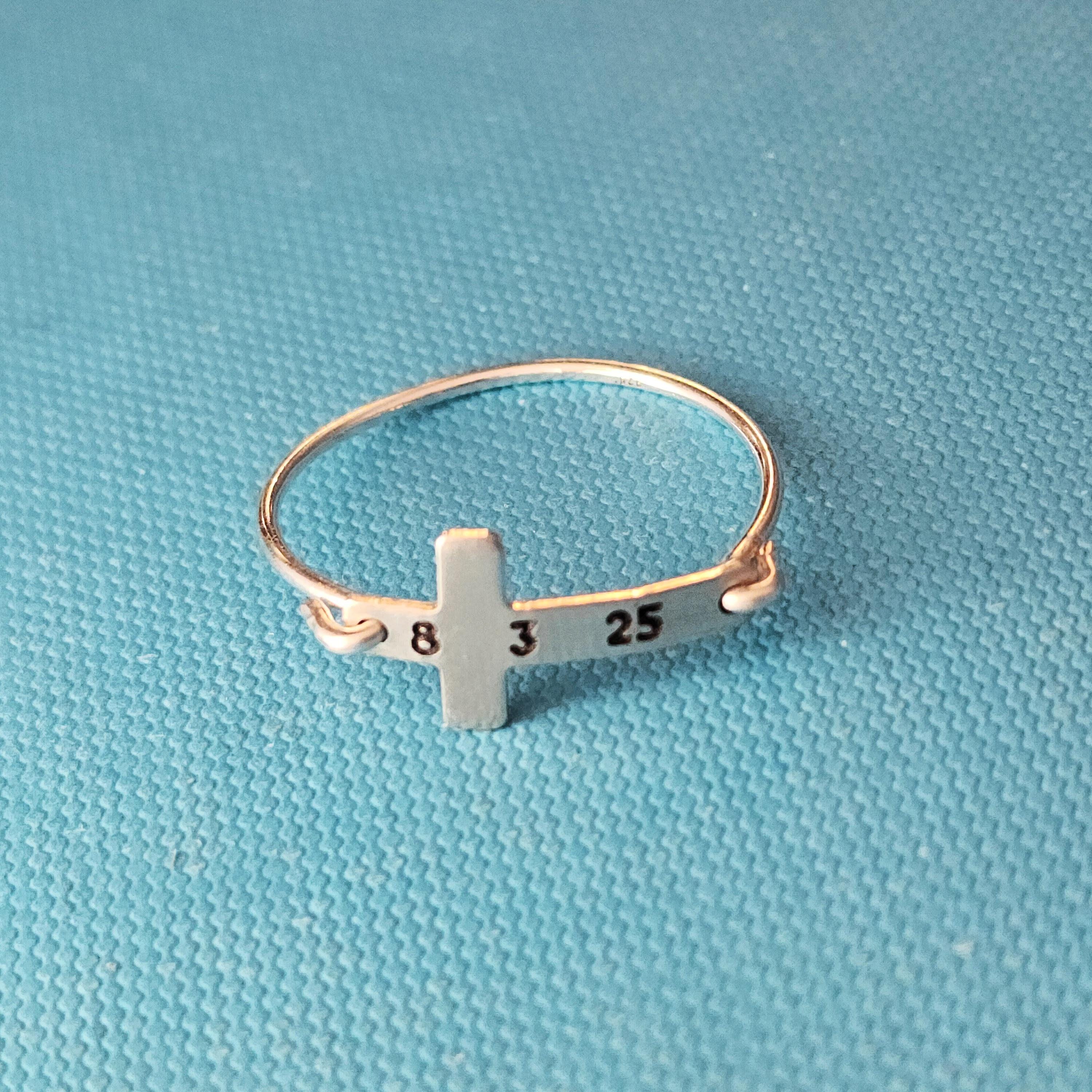 Personalized Cross Name Ring – Baptism Gift, Christening Ring, First ...