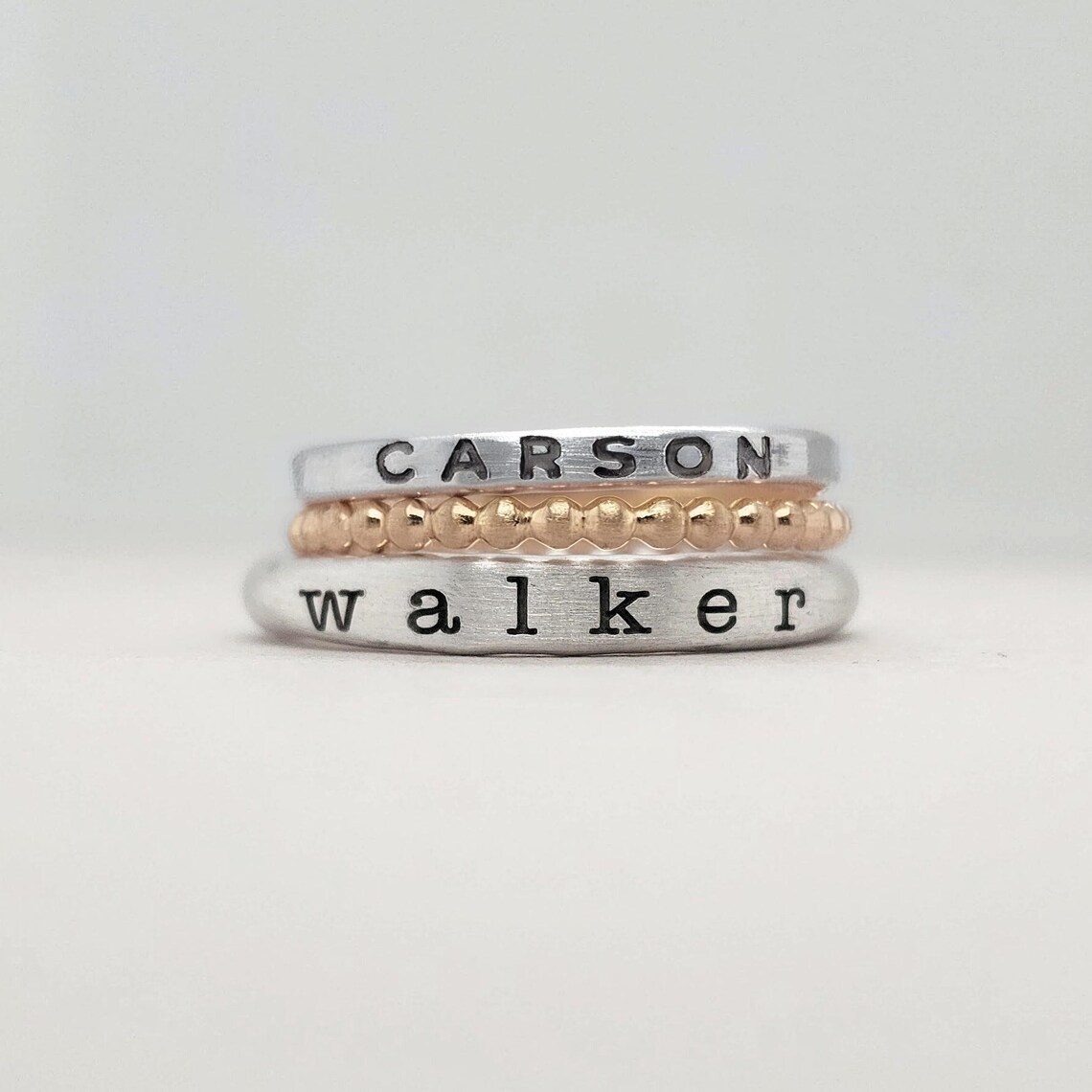 Etsy Name Rings Stackable Personalized Stackable Name Rings | Mixed Metal Handmade Jewelry ...