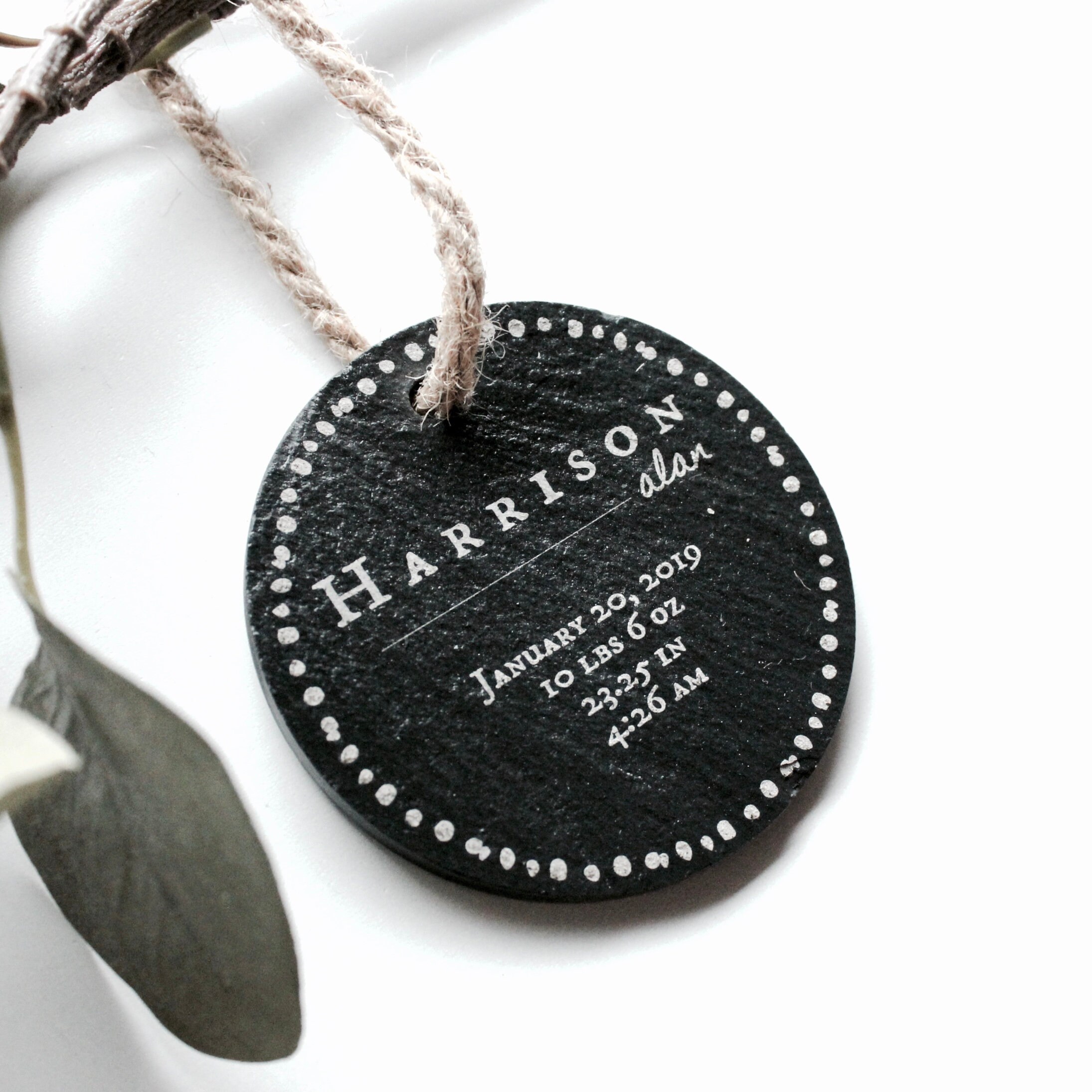 Ornement de Statistiques Pour Bébé, Premier Ornement Noël Cadeau Ornement d'ardoise, Bébé Style Ferm