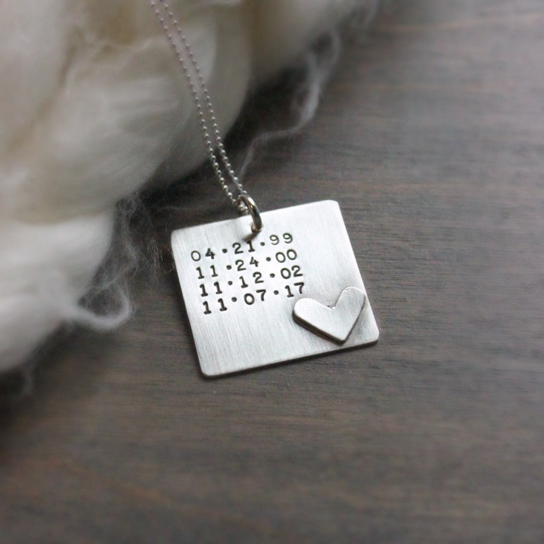 Special Dates Jewelry Birthday Necklace Sterling silver birthdate necklace Tagyoureitjewelry Personalized Dates Necklace