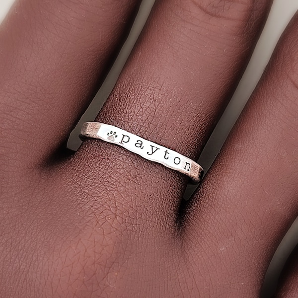 Personalized Pet Ring | Silver Pet Ring | Dog Jewelry | Fur Baby Ring | Dog Mom | Personalized Silver Ring | Pawprint Gift for Pet Lovers