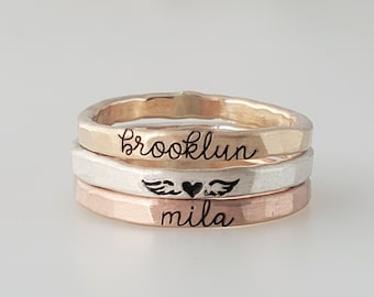 Personalized Stackable Name Ring Set | Remembrance Jewelry | Mother's Day Gift