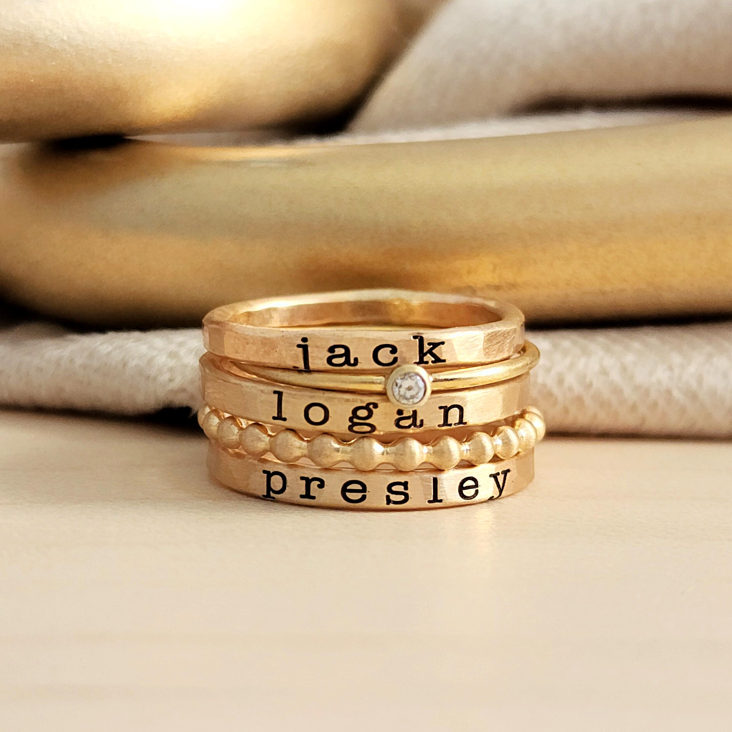 Stacking Rings Personalized Personalized Sterling Silver Stackable Name Ring Set | Mom Jewelry - Etsy