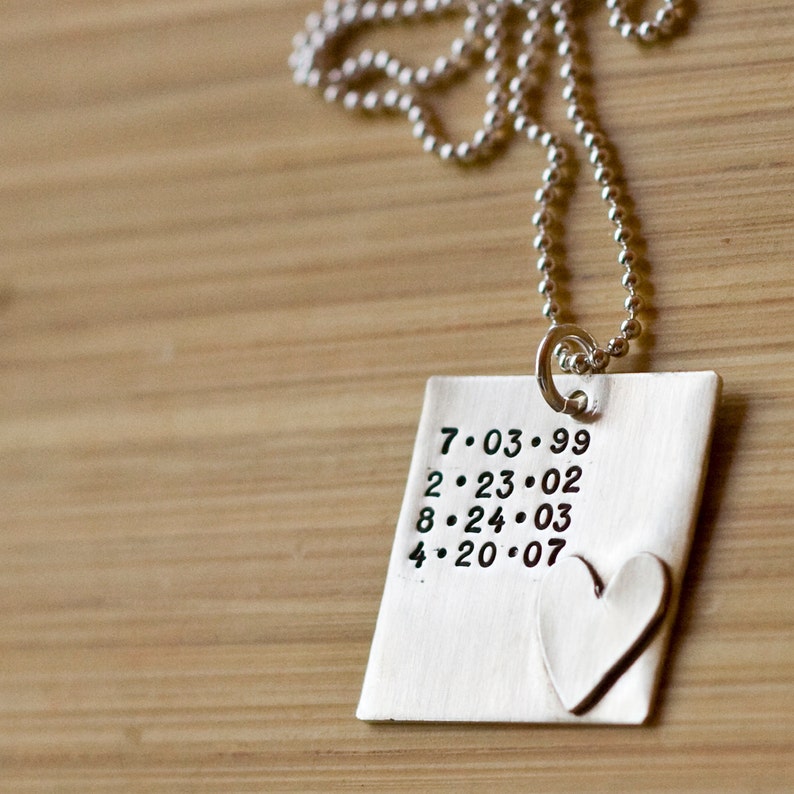 Special Dates Jewelry Birthday Necklace Sterling silver birthdate necklace Tagyoureitjewelry Personalized Dates Necklace