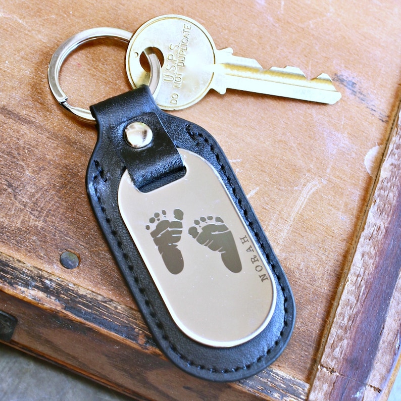Footprint Keychain for Dad Men's Keychain of Baby's Etsy