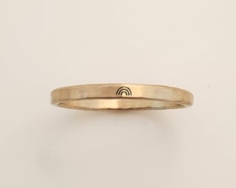 Rainbow Ring, 14K Gold Filled Stacking with Delicate Detail