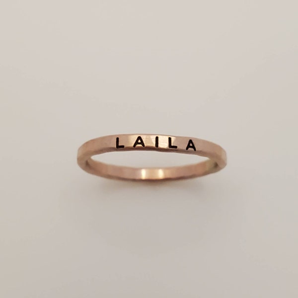 Rose Gold Filled Stacking Ring | Name Ring | Minimalist Rose Gold Filled Ring | Gift for Her | Mom Jewelry | Kid Name Jewelry