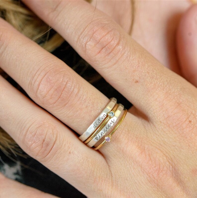 Stack Ring Stackable Name Ring Name Rings Personalized Etsy
