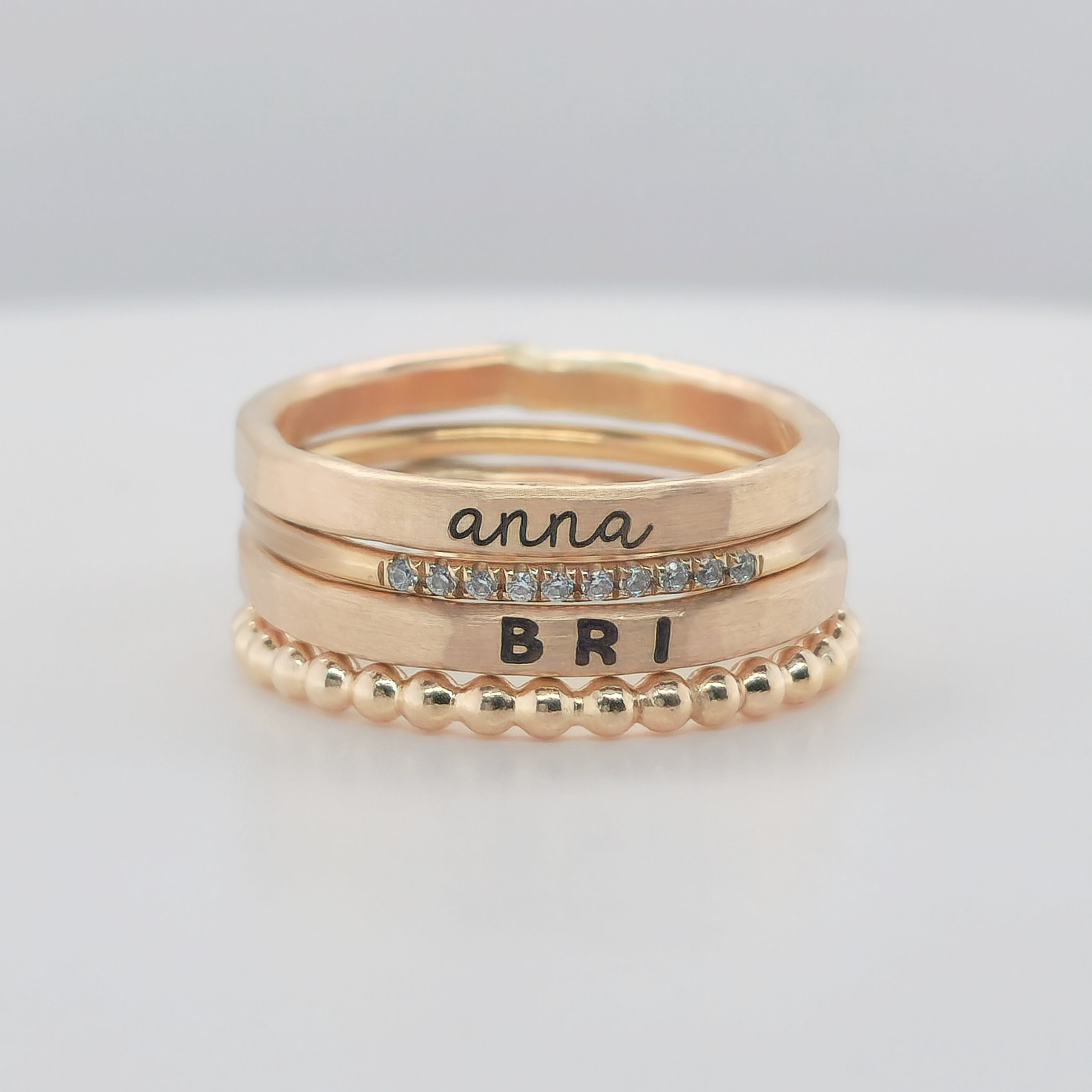 Stackable Ring, Engraved Kids Name Rings, Mixed Metals Ring Set, Mother's  Day Gift, Personalized Jewelry, Mother's Ring, Unique Mom Jewelry - Etsy