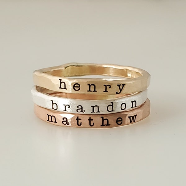 Stackable Ring | Mother's Day for Wife | Personalized Jewelry | Name Rings | gift for Mom | Going Golden | Stacking Name Rings