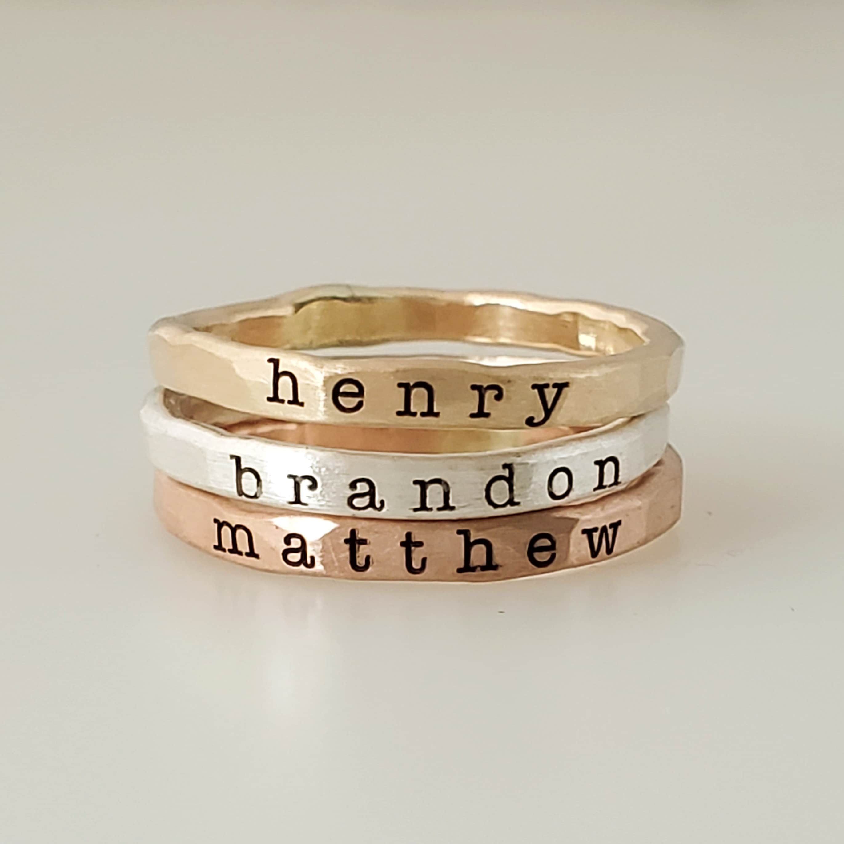 Stackable Ring | Mother Gift for Wife | Personalized Jewelry | Name Rings | gift for Mom | Going Golden | Stacking Name Rings