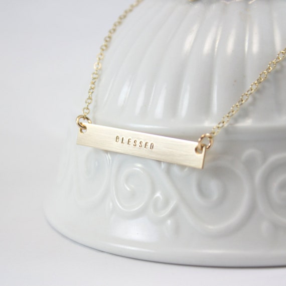 Gold Bar Necklace Name Necklace Gold Name Necklace Bar Kids Etsy