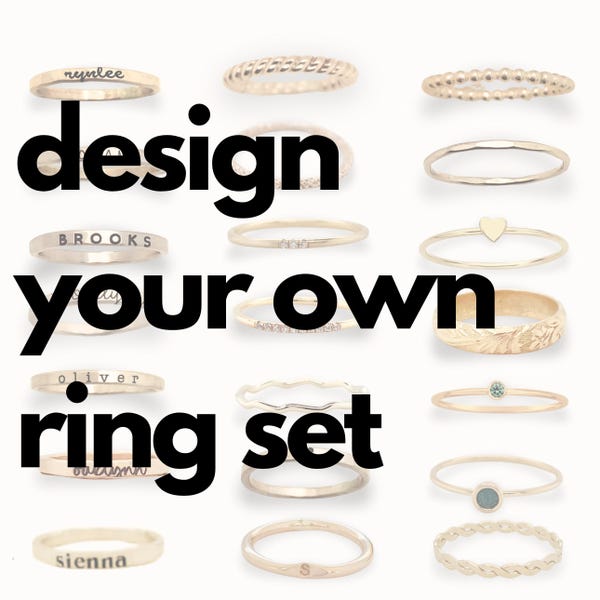 Custom Stackable Name Rings | Personalized Jewelry for Moms | Set