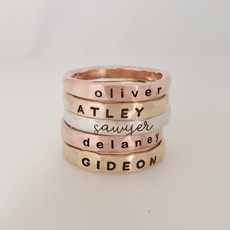 Thick Rose Gold Filled Name Ring | Personalized 3mm Stackable Band ...