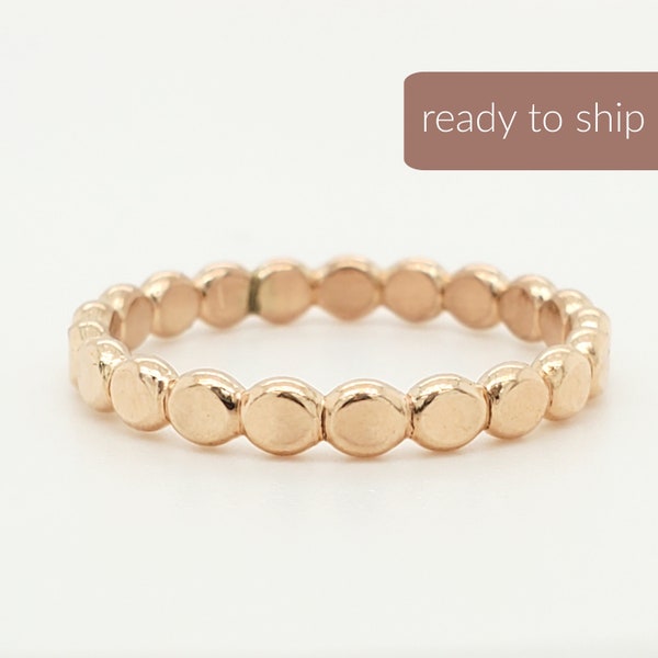Gold Bead Ring | Gold Filled Flat Bead Ring | Thick Stacking Ring | Unique Spacer Ring | Gold Ring Jewelry | Trending | Layered Ring