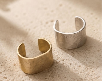 Wide Ear Cuff, 10mm 14K Gold-Filled or Sterling Silver No-Piercing Earring