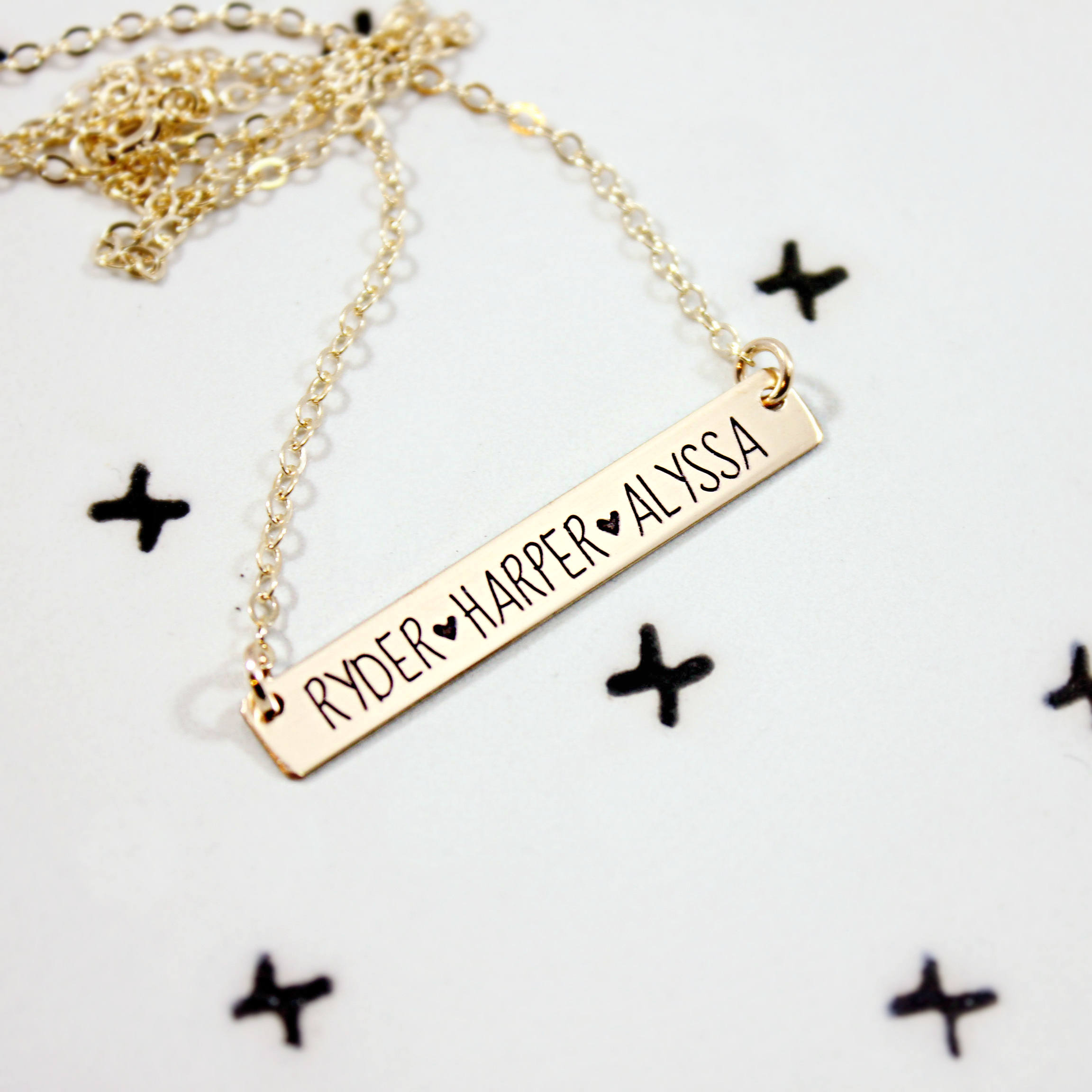 Engraved Gold Filled Name Necklace Mother s Day Gift Horizontal