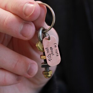 Personalized Gift for Him, Mens Keyring, nuts and bolts keyring