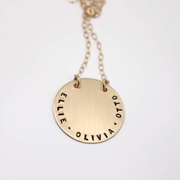 Gold Filled Multiple Kids Names Necklace | Gold Filled Necklace with Names | Personalized Gift for Mom | Round Name Necklace | Minimalist