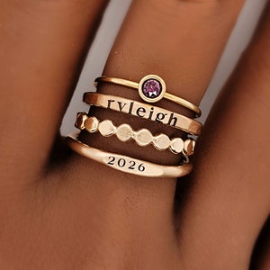 Personalized 14k Gold Filled Class Ring Set | The Zoe | Mother's Day Gift