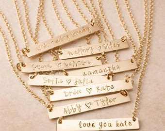 Gold-Filled Personalized Name Bar Necklace | Mother Gift | Mother's Day Gift
