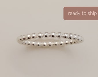 Beaded Stacking Ring | Bead Stacked Ring | Mother's Day Gift for Her | Layering Ring | Layered Ring | Thin Silver Ring | Beaded Ring