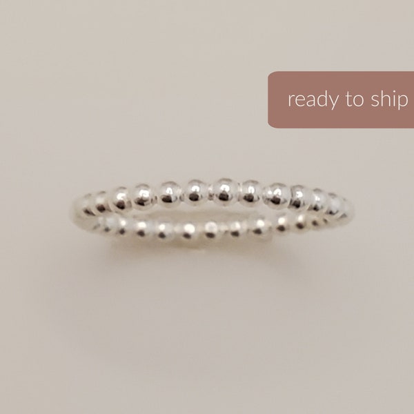 Beaded Stacking Ring | Bead Stacked Ring | Mother's Day Gift for Her | Layering Ring | Layered Ring | Thin Silver Ring | Beaded Ring